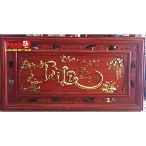 Tranh Gỗ Hương Tài Lộc Dán Vàng Lá